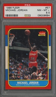 1986/87 Fleer #57 Michael Jordan Rookie Card - PSA NM-MT+ 8.5
